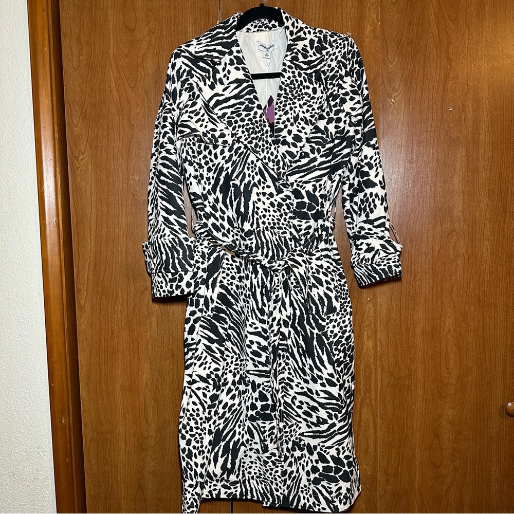 SERGIO HUDSON Target Trench Coat Animal Zebra Print Plus XS